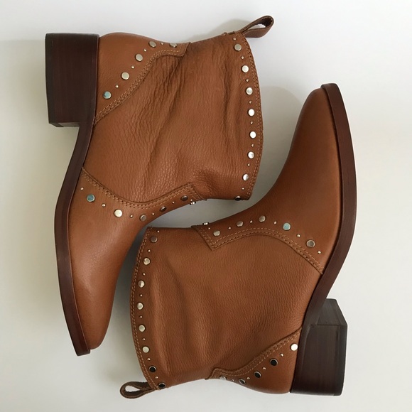 Dolce Vita Tobin Studded Booties Brown Leather 8